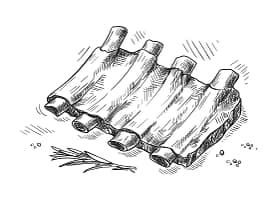 Pork ribs isolated on white background. Vector illustration